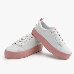 Stylish White and Pink Women's Sneakers